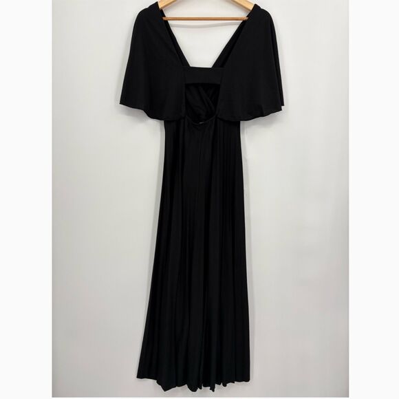 ASOS Design Wrap Flutter Sleeve Midi Dress with Pleat Skirt in Black, Sz 4, Goth - Picture 2 of 4
